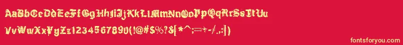 KyvadloBlues Font – Yellow Fonts on Red Background
