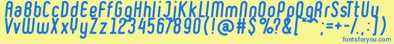 フォントRulerBoldItalic – 青い文字が黄色の背景にあります。