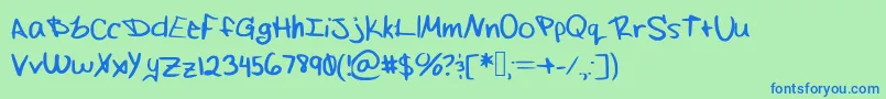 Flufflemufflehand Font – Blue Fonts on Green Background