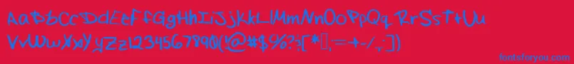 Flufflemufflehand Font – Blue Fonts on Red Background