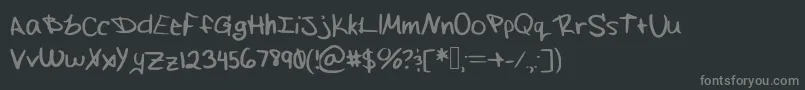 フォントFlufflemufflehand – 黒い背景に灰色の文字