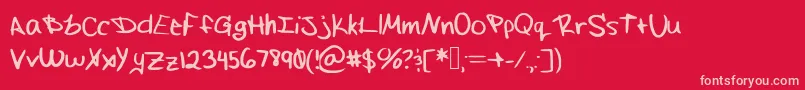 フォントFlufflemufflehand – 赤い背景にピンクのフォント