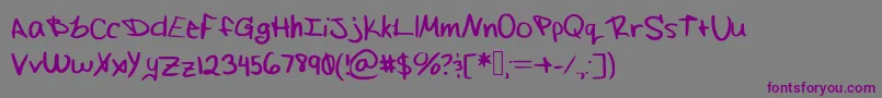 Flufflemufflehand Font – Purple Fonts on Gray Background