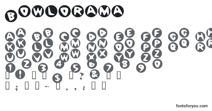 A fonte Bowlorama – alfabeto, números, caracteres especiais