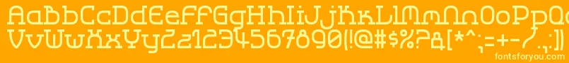 Lbccool2-Schriftart – Gelbe Schriften auf orangefarbenem Hintergrund