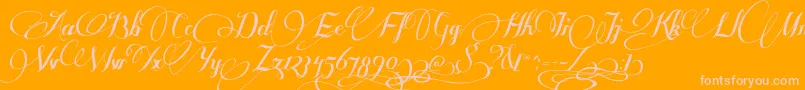 SomeweatzWithSwashes-Schriftart – Rosa Schriften auf orangefarbenem Hintergrund