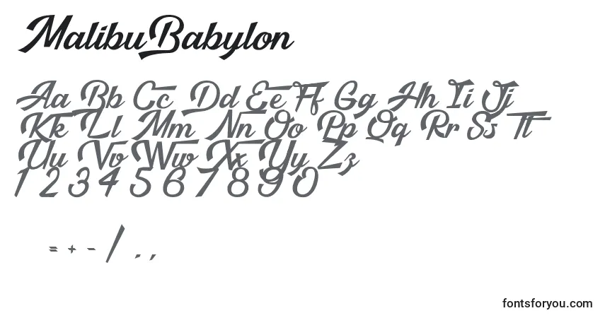 MalibuBabylonフォント–アルファベット、数字、特殊文字