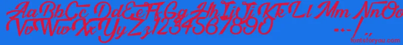 フォントMalibuBabylon – 赤い文字の青い背景