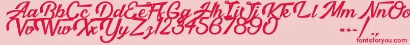 Fonte MalibuBabylon – fontes vermelhas em um fundo rosa