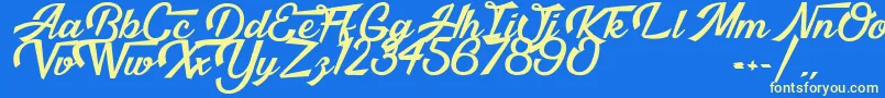 MalibuBabylon-Schriftart – Gelbe Schriften auf blauem Hintergrund