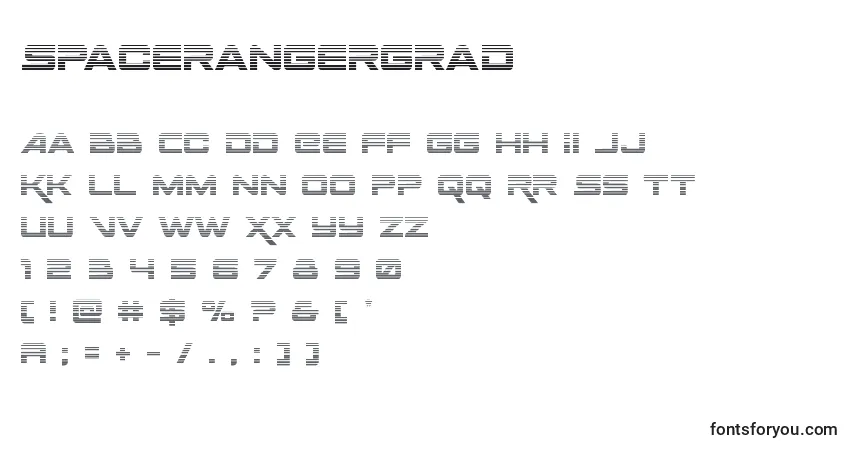 A fonte Spacerangergrad – alfabeto, números, caracteres especiais