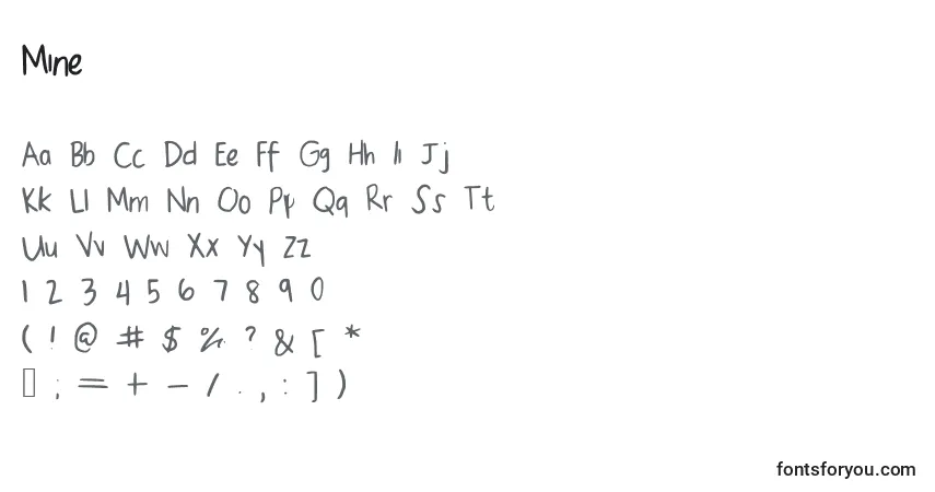 Czcionka Mine – alfabet, cyfry, specjalne znaki