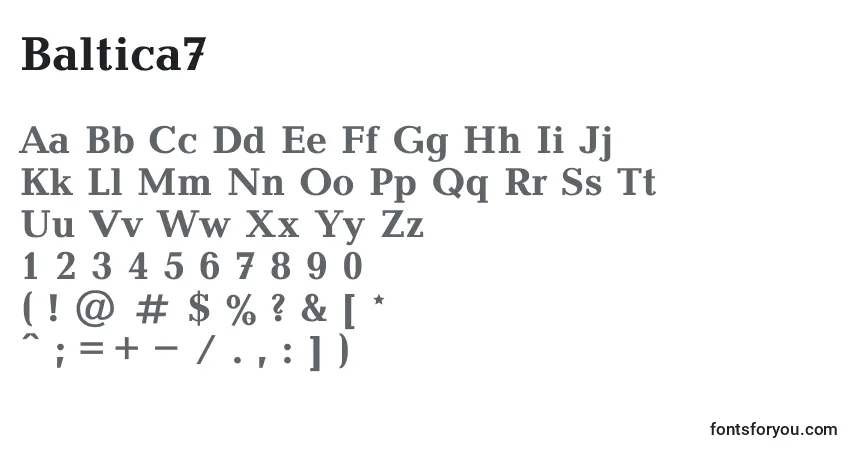 Czcionka Baltica7 – alfabet, cyfry, specjalne znaki