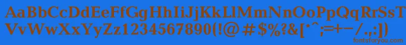 フォントBaltica7 – 茶色の文字が青い背景にあります。