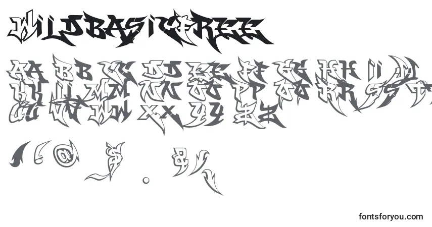 Czcionka WildbasicFree – alfabet, cyfry, specjalne znaki