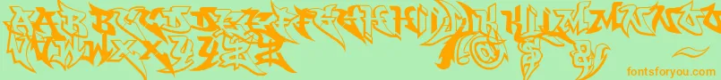 WildbasicFree Font – Orange Fonts on Green Background