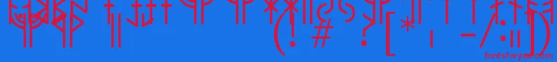Weitere Informationen zur ModernrunicRegular-Schriftart ModernrunicRegular-Schriftart – Rote Schriften auf blauem Hintergrund