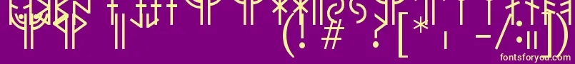 Fonte ModernrunicRegular – fontes amarelas em um fundo roxo