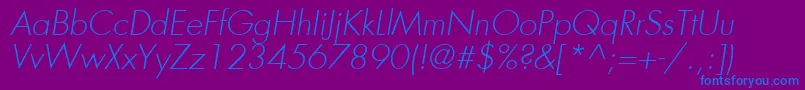 FuturaLtLightOblique Font – Blue Fonts on Purple Background
