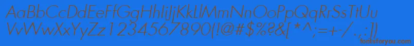 FuturaLtLightOblique Font – Brown Fonts on Blue Background