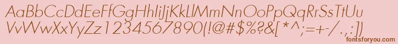FuturaLtLightOblique Font – Brown Fonts on Pink Background