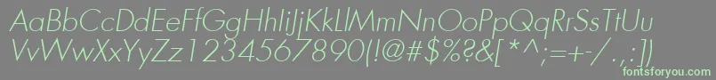 FuturaLtLightOblique Font – Green Fonts on Gray Background
