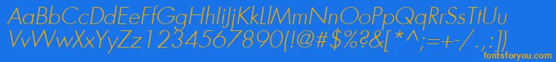 FuturaLtLightOblique Font – Orange Fonts on Blue Background