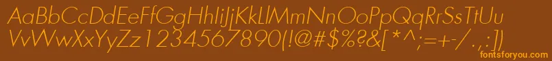 FuturaLtLightOblique Font – Orange Fonts on Brown Background