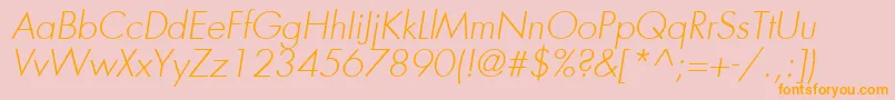 FuturaLtLightOblique Font – Orange Fonts on Pink Background