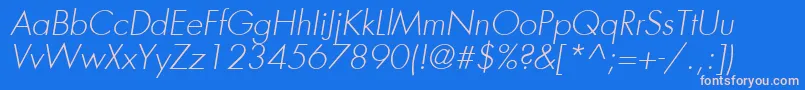 FuturaLtLightOblique Font – Pink Fonts on Blue Background