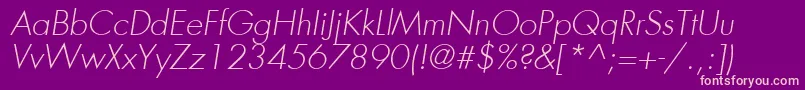 FuturaLtLightOblique Font – Pink Fonts on Purple Background