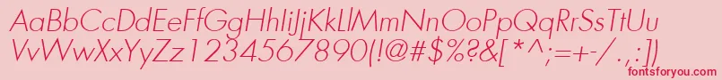 FuturaLtLightOblique Font – Red Fonts on Pink Background