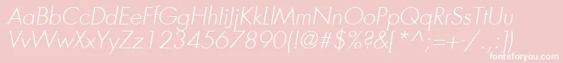 FuturaLtLightOblique Font – White Fonts on Pink Background