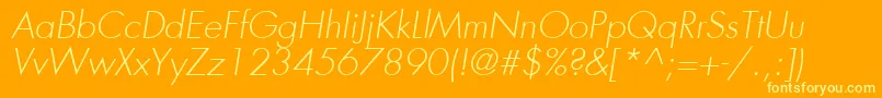 FuturaLtLightOblique Font – Yellow Fonts on Orange Background
