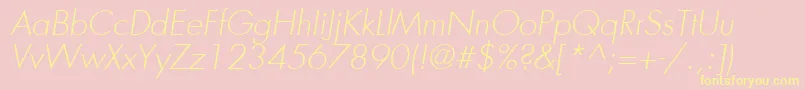 FuturaLtLightOblique Font – Yellow Fonts on Pink Background