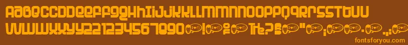 Planp-Schriftart – Orangefarbene Schriften auf braunem Hintergrund