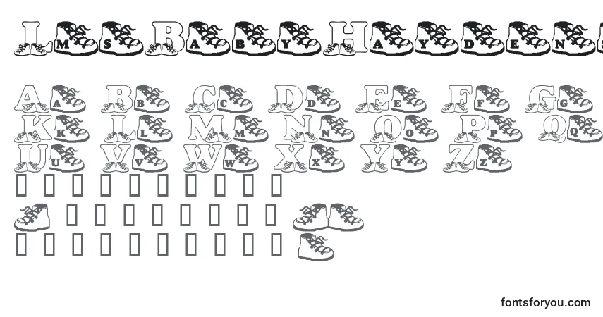 Czcionka LmsBabyHaydensShoes – alfabet, cyfry, specjalne znaki
