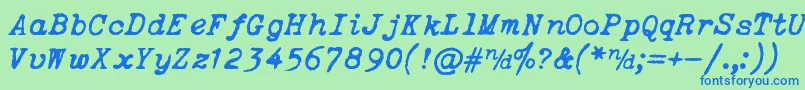 ItalicTypewriter Font – Blue Fonts on Green Background