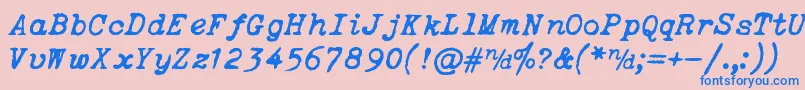 ItalicTypewriter Font – Blue Fonts on Pink Background
