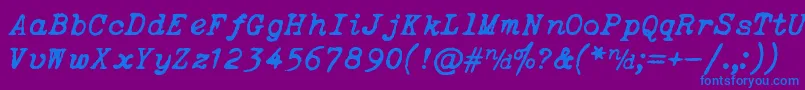 ItalicTypewriter Font – Blue Fonts on Purple Background