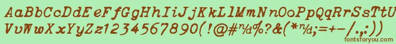 ItalicTypewriter Font – Brown Fonts on Green Background