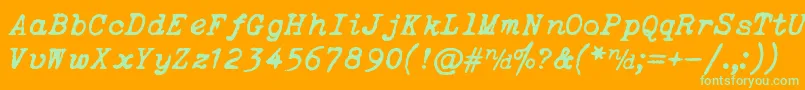 Lisätietoja ItalicTypewriter-fontista ItalicTypewriter-fontti – vihreät fontit oranssilla taustalla