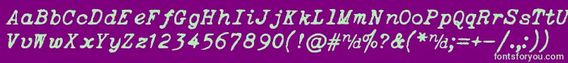 ItalicTypewriter Font – Green Fonts on Purple Background