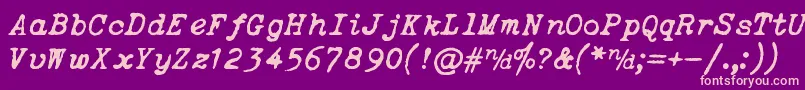 ItalicTypewriter Font – Pink Fonts on Purple Background