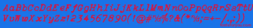 ItalicTypewriter Font – Red Fonts on Blue Background