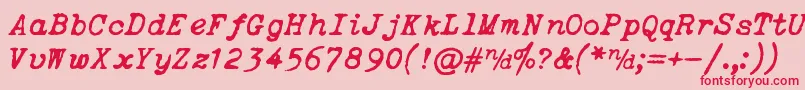 Czcionka ItalicTypewriter – czerwone czcionki na różowym tle