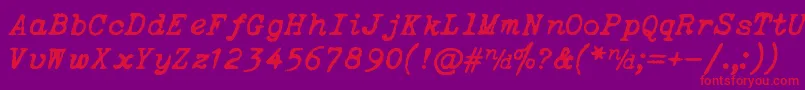 ItalicTypewriter Font – Red Fonts on Purple Background