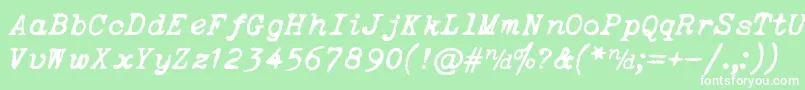 フォントItalicTypewriter – 緑の背景に白い文字