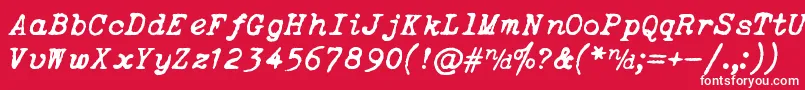 ItalicTypewriter-Schriftart – Weiße Schriften auf rotem Hintergrund
