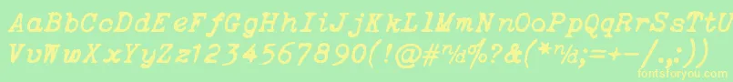 ItalicTypewriter Font – Yellow Fonts on Green Background